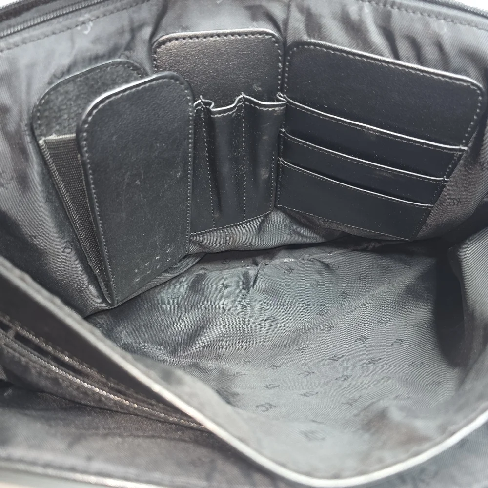 Good Condition Black Flap Kenneth Cole Leather Laptop Bag